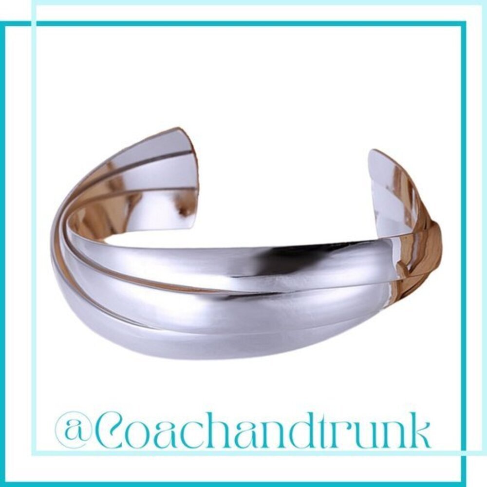 Sterling Silver Hallmark Art Nouveau Style Semi Adjustable Cuff Bracelet NWT‎